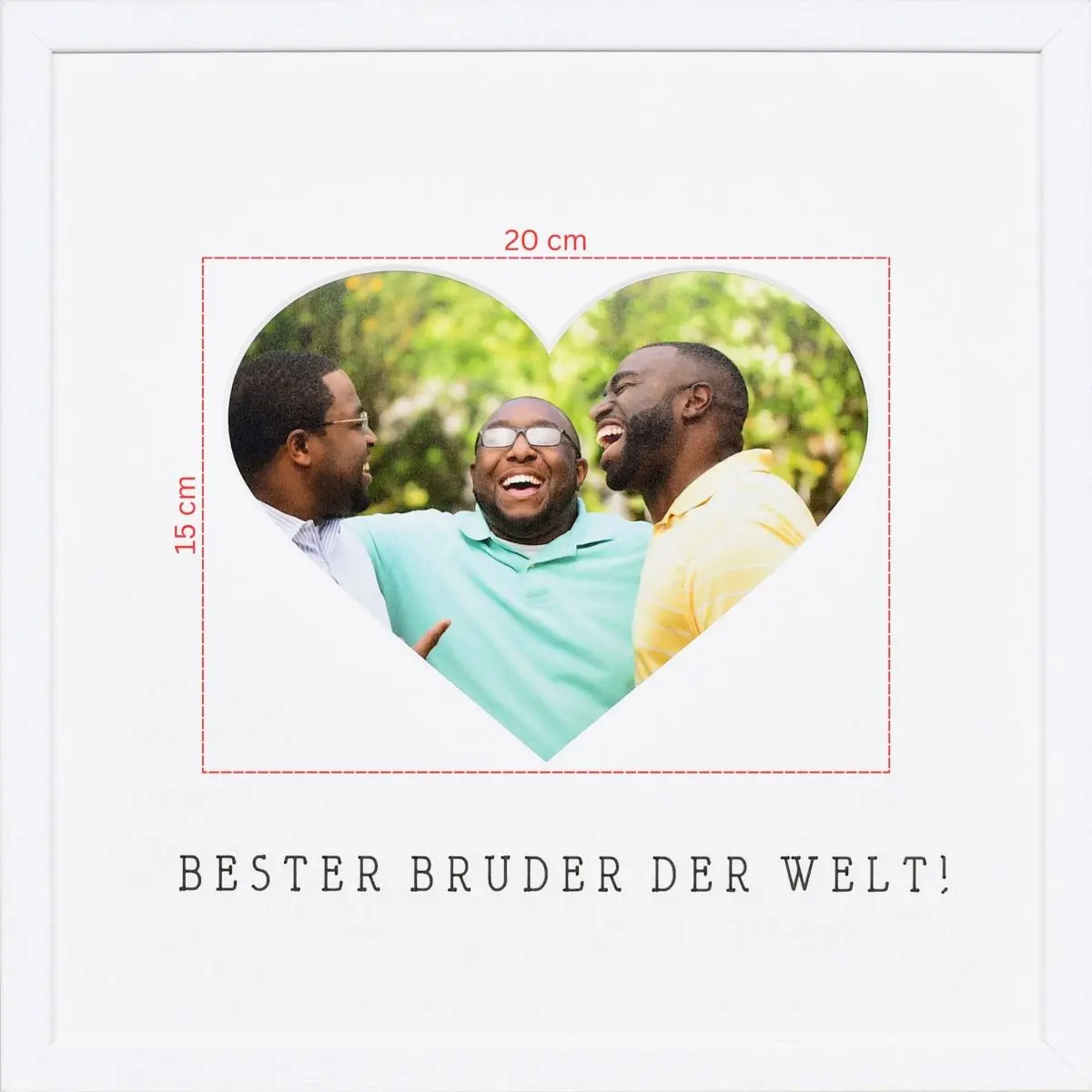 Skizze eines Fotos fÃ¼r ein herzfÃ¶rmiges Passeparpartout in weissem Bilderrahmen 30x30