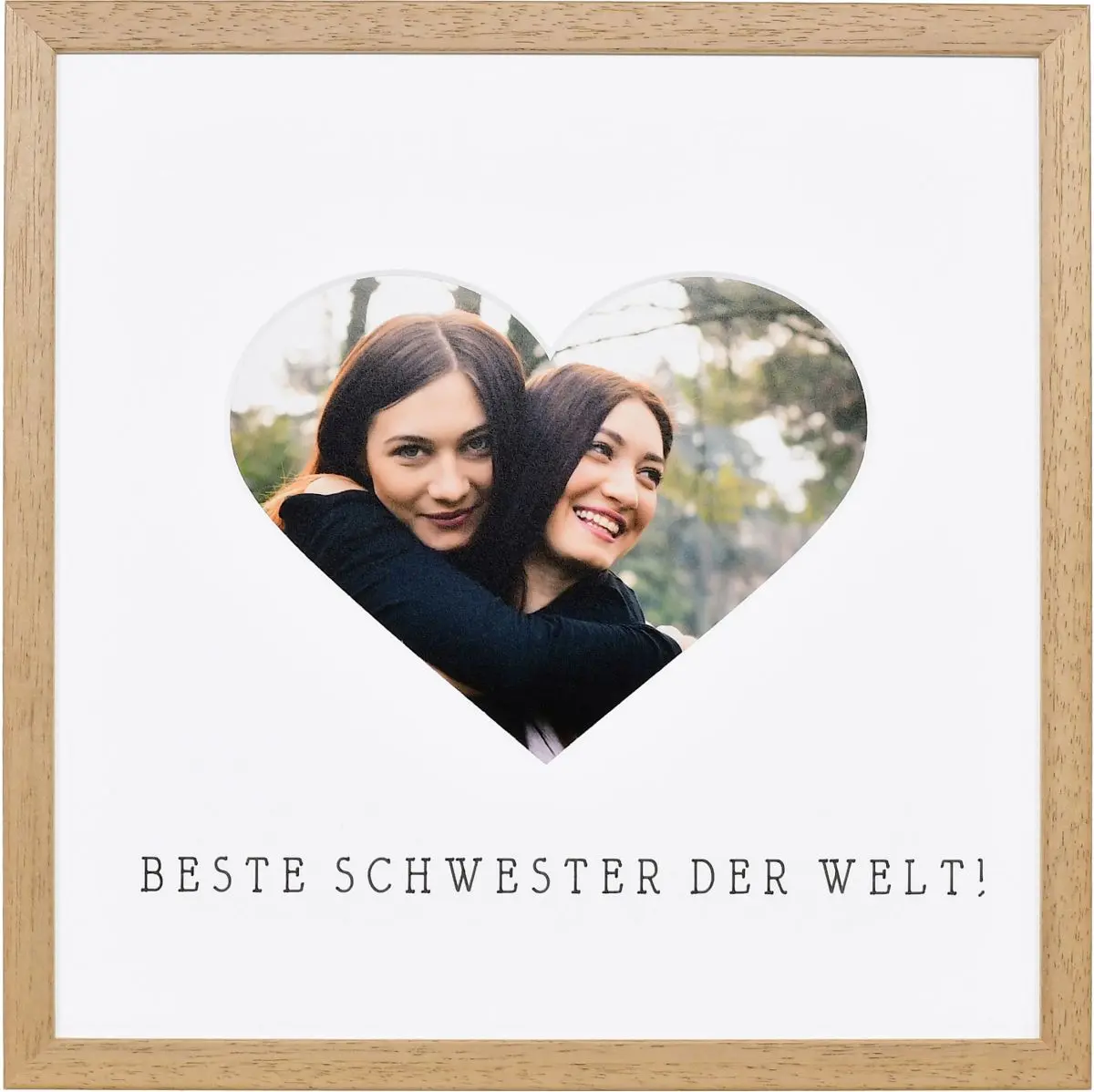 Bilderrahmen mit Herzausschnitt fÃ¼r die beste Schwester der Welt in der Farbe Eiche