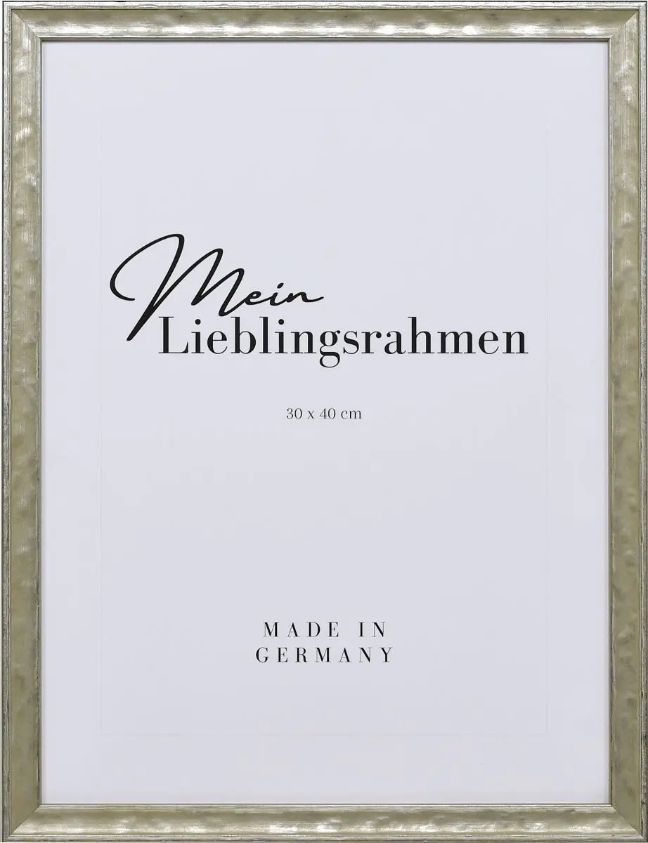 Frontansicht eines eleganten, silbernen Holzrahmens mit geschlossener OberflÃ¤che